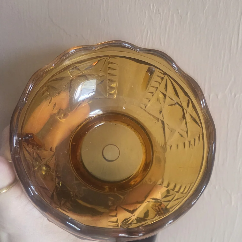 Vintage Indiana Glass Amber Stars & Bars Fairy Lamp